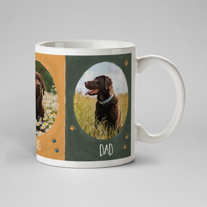 Handpainted Design Best Dog Dad Photo Upload Mug
