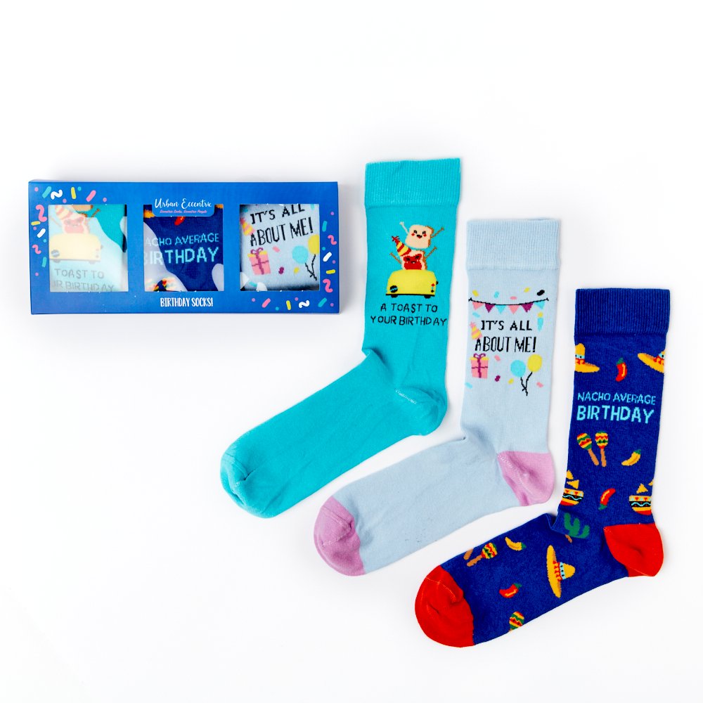 Happy Birthday 3Pk Sock Gift Set (7-11)