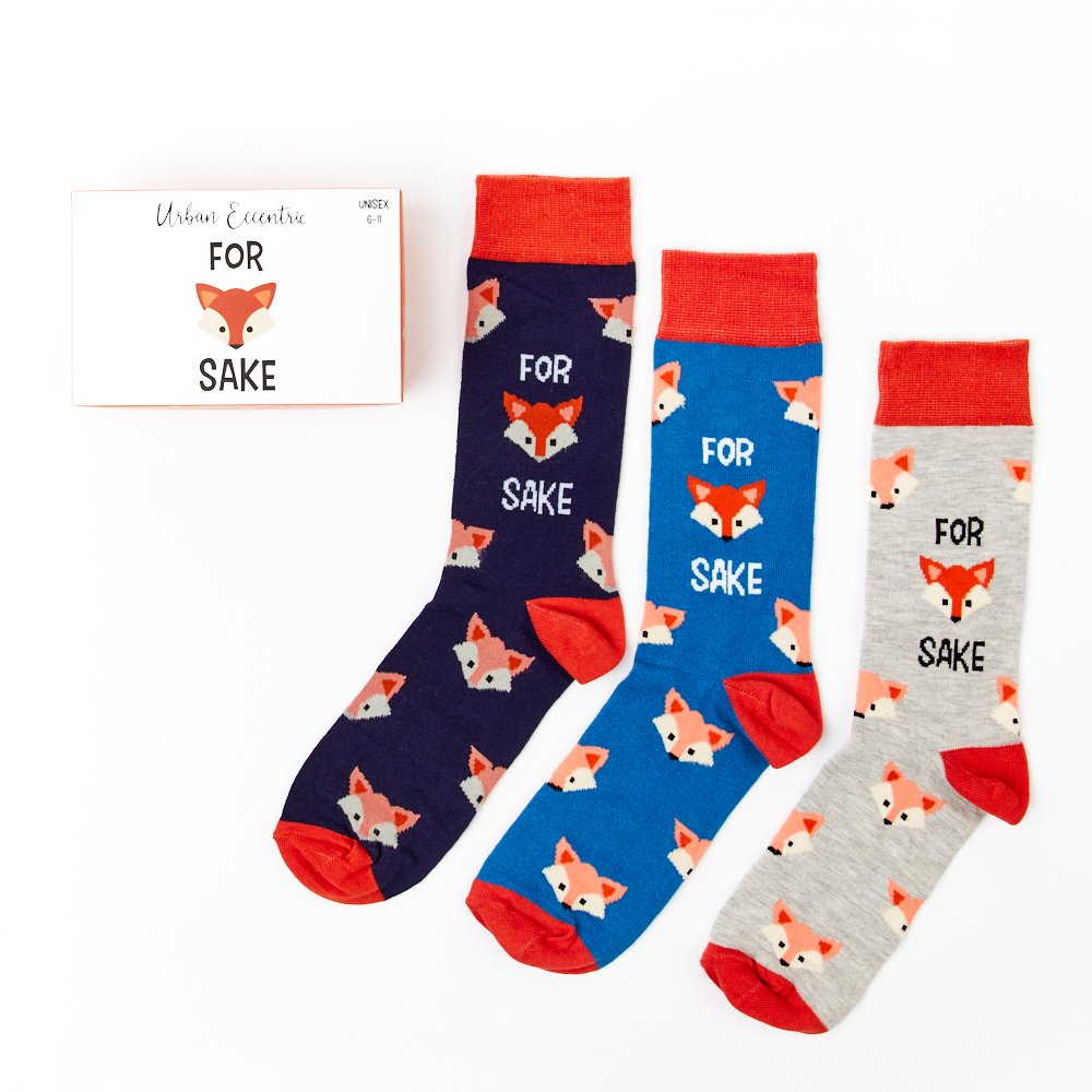 Urban Eccentric Adults 3Pk Fox Socks (41 - 46)