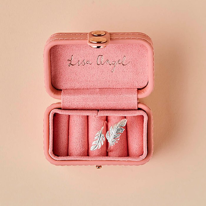 Lisa Angel Silver Feather Ring & Ring Box Bundle