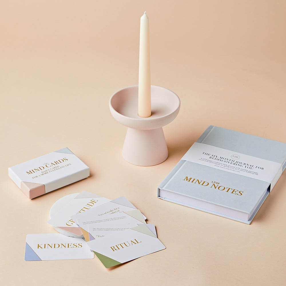 Aery Luxury Wellbeing Journal And Candleholder Giftset Bundle