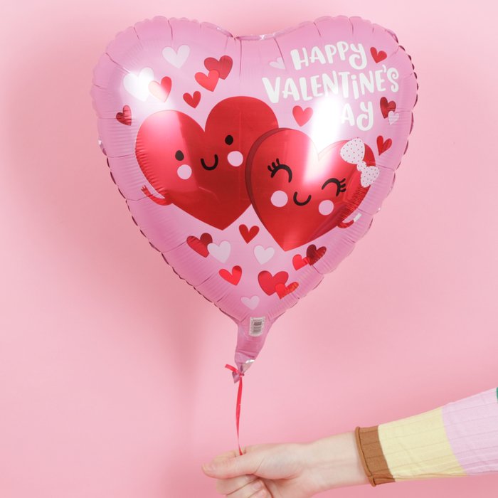 Happy Valentine's Day 2 Pink Hearts Balloon