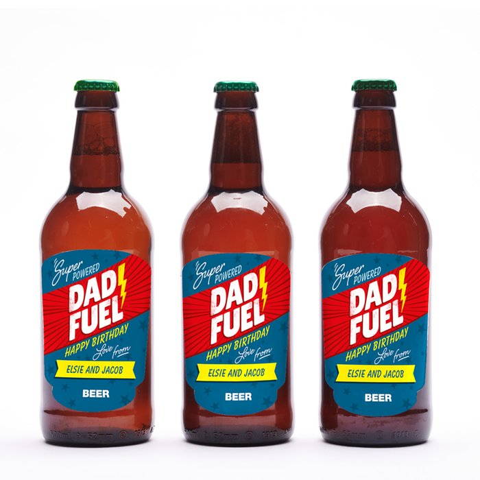 Personalised Dad Fuel Hogs Back Beer Trio