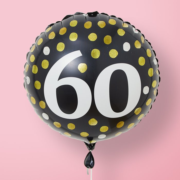 60th Birthday Black & Gold Milestone Balloon
