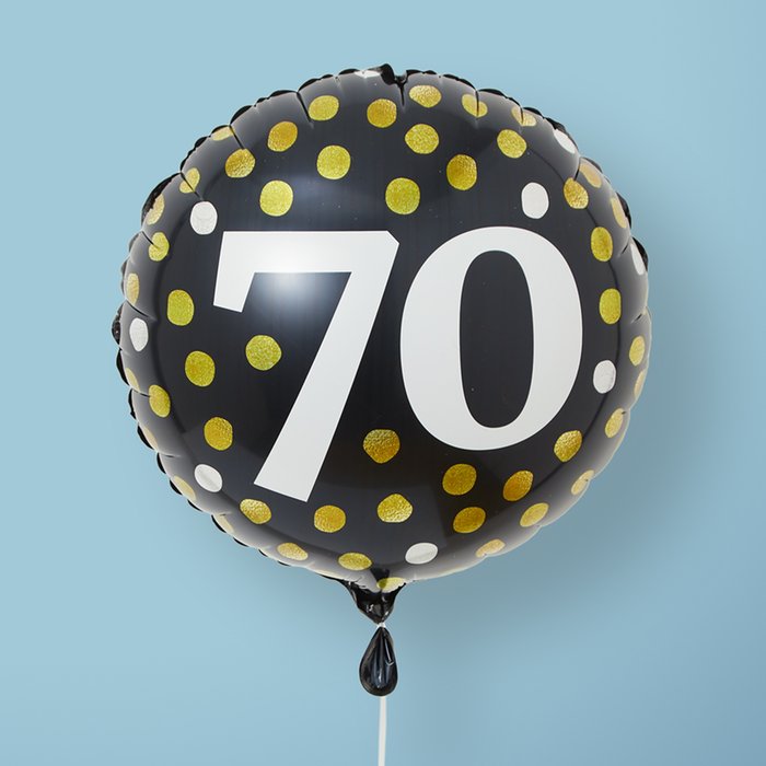 70th Birthday Black & Gold Milestone Balloon