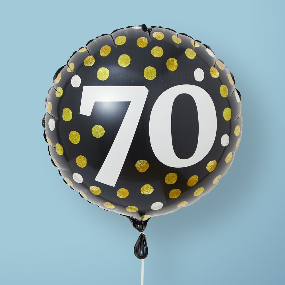 70th Birthday Black & Gold Milestone Balloon