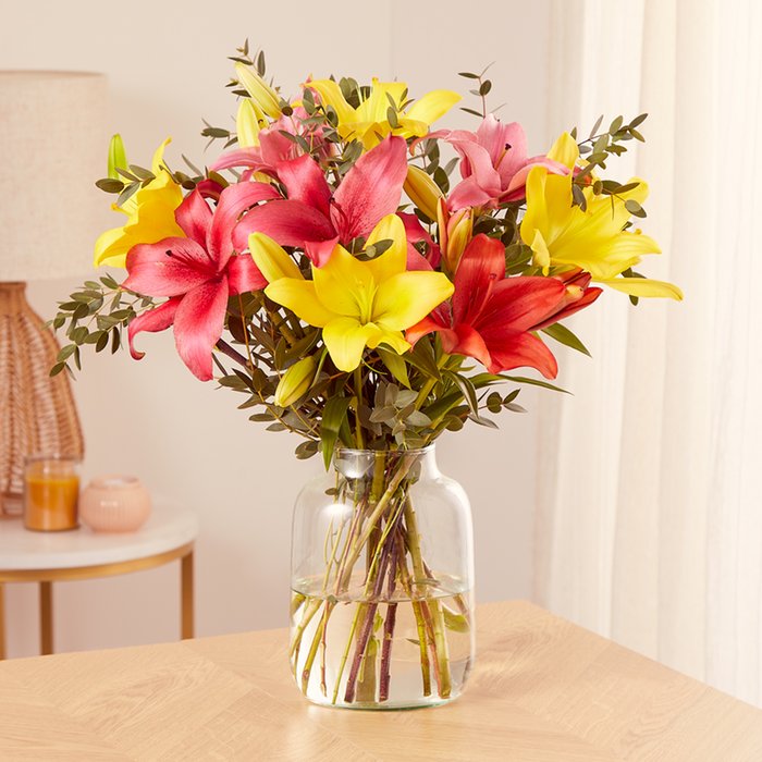 Arrange at Home Mixed Lilies with Vase Moonpig