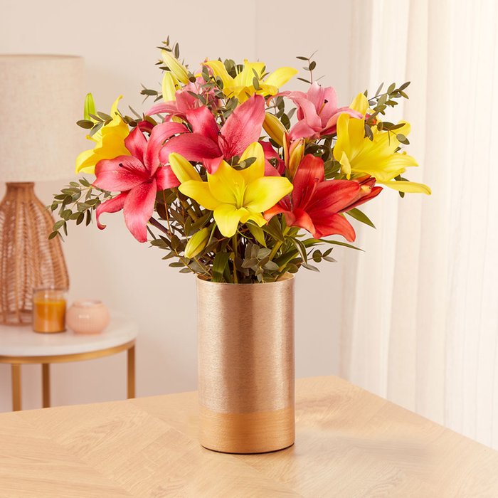Arrange at Home Mixed Lilies with Vase Moonpig