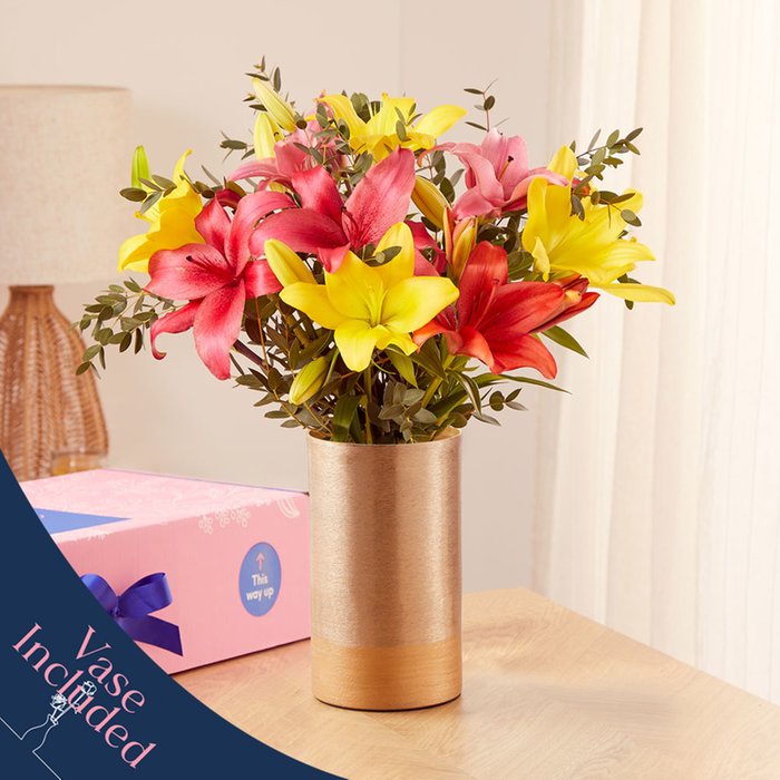Arrange at Home Mixed Lilies with Vase