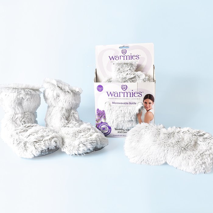 Warmies® Heatable Slipper Boots, Eye Mask and Hot Water Bottle Bundle