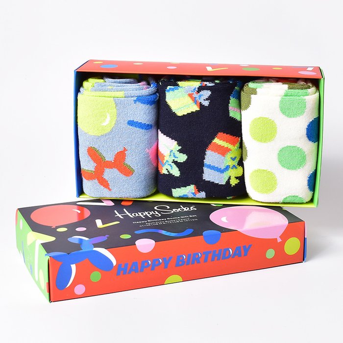Happy Socks 3-Pack Happy Birthday Socks Gift Set (8-12)