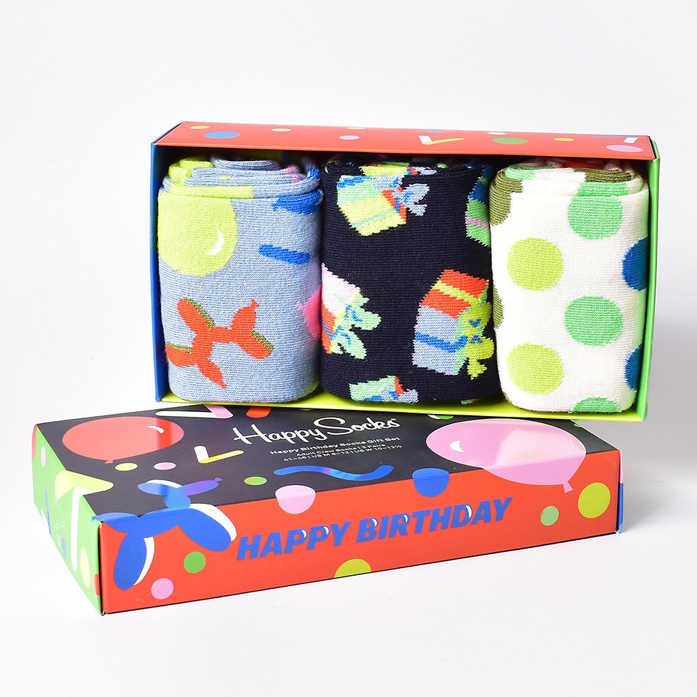 Happy Socks 3-Pack Happy Birthday Socks Gift Set (8-12)