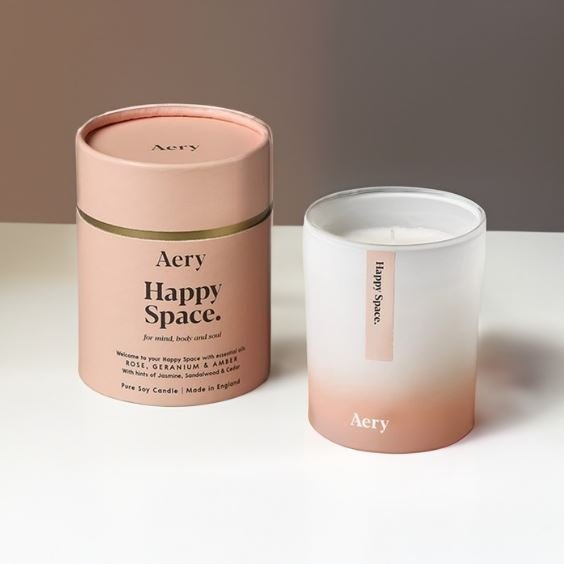 Aery Happy Space Candle Rose and Amber Scented