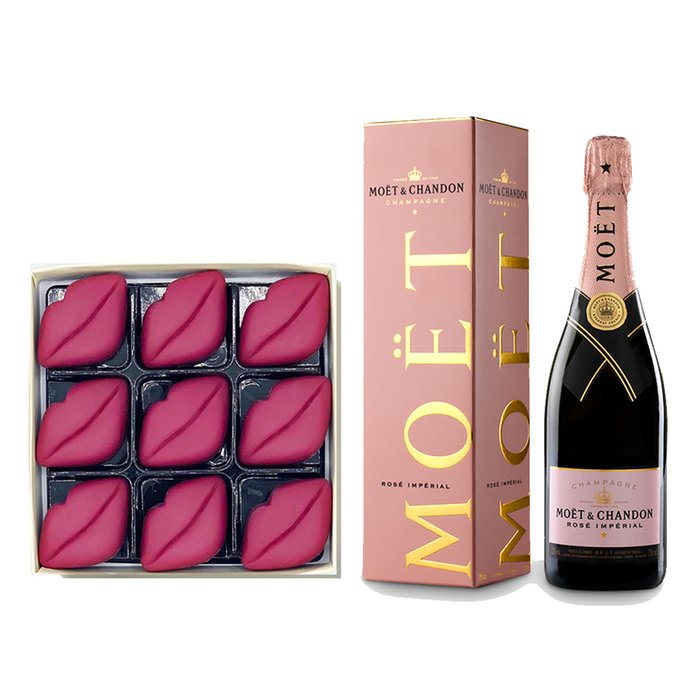 Chocolate Hot Lips & Moët & Chandon Rosé Impérial Gift Box 75cl
