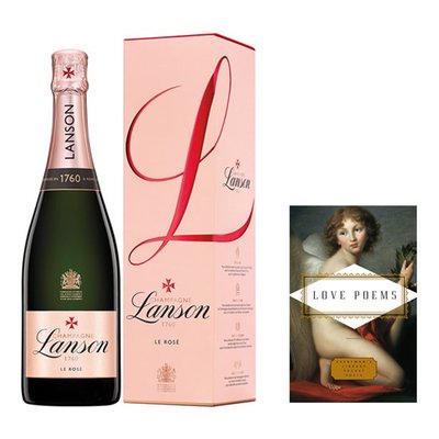 Lanson Le Rosé Label Champagne 75cl & Love Poems Gift Set