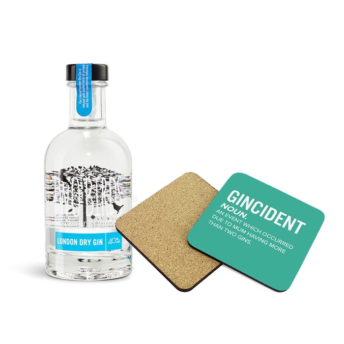 Dry Gin 20cl & Gincident Set of 4 Coasters