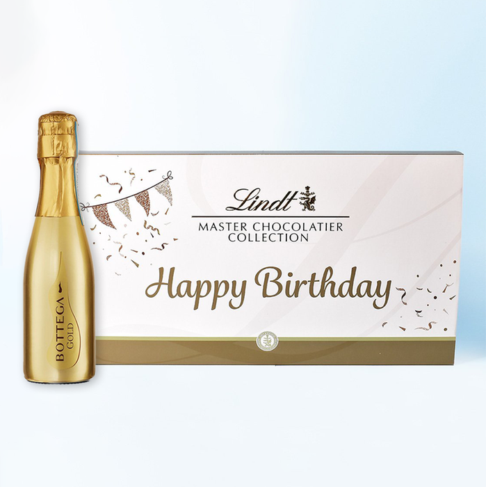 Lindt Birthday Chocolate & Bottega Gold Gift Set