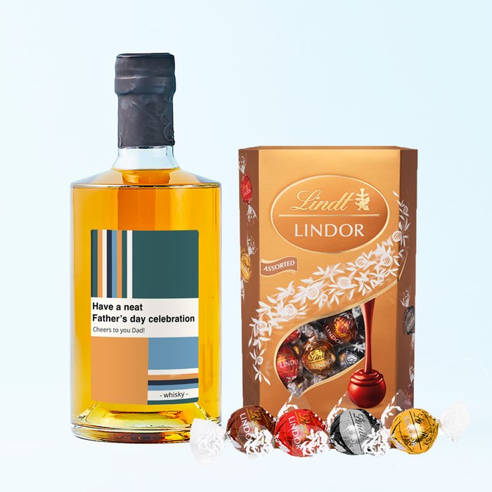 Father's Day Personalised Whisky & Lindt Lindor Truffles 600g Gift Set