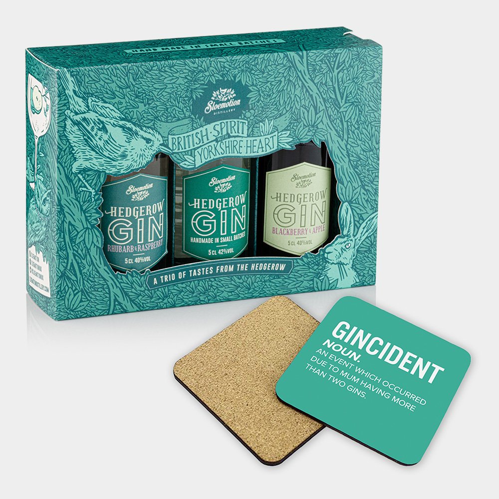 Hedgerow Gin Trio & Coasters Bundle Alcohol