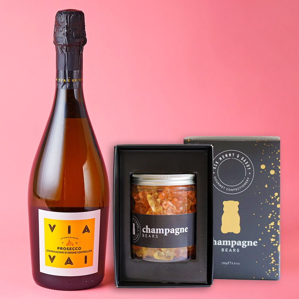 Via Vai Prosecco & Champagne Bears Gift Set Alcohol