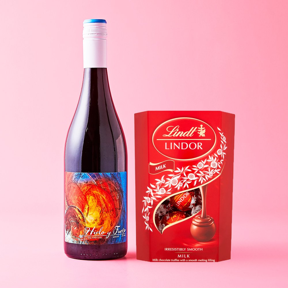 Lindor Hielo Y Fuego Merlot 75Cl & Lindt Milk Chocolate
