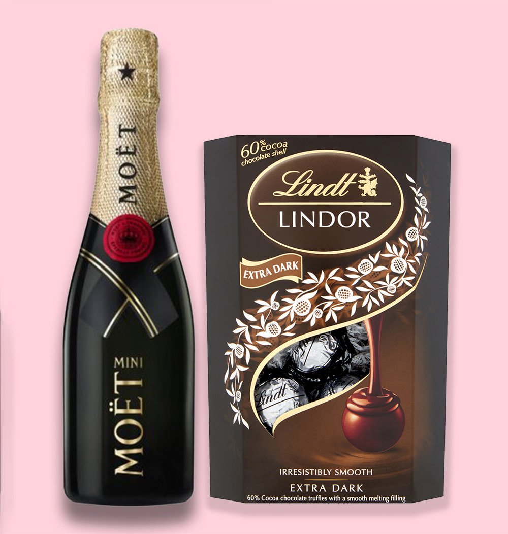 Moët Moet Brut 20Cl & Lindt Lindor Dark Truffles (200G) Alcohol