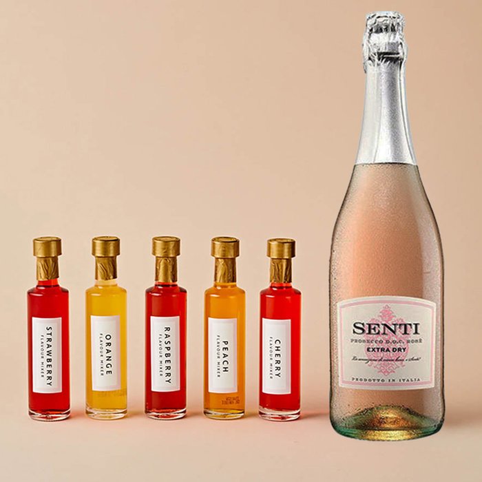 Senti Rose Prosecco and Prosecco Mixer Syrups Bundle 