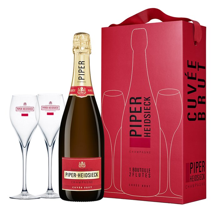 Piper Heidsieck Brut NV Champagne 75cl & Glasses Gift Set