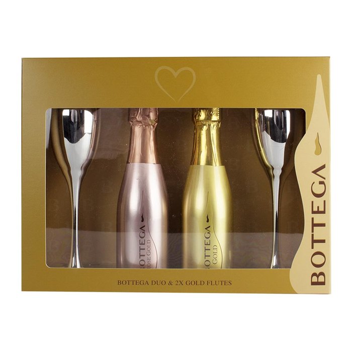 Bottega Gold & Rose Gold with Flutes Gift Set