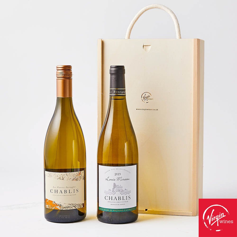Virgin Wines Chablis White Wine Duo In Wooden Gift Box Alcohol