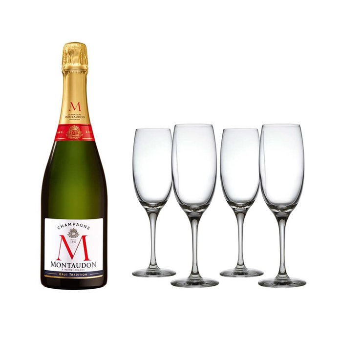 Alessi Mami XI Champagne Flutes & Champagne Brut Montaudon Bundle