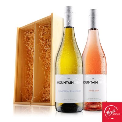 Virgin Wines New Zealand White & Rose Duo in Wooden Gift Box