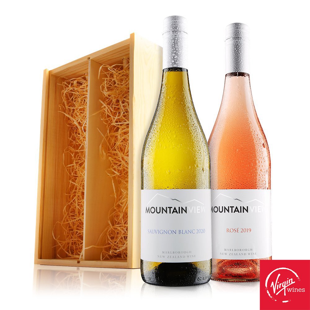 Virgin Wines New Zealand White & Rose Duo In Wooden Gift Box Alcohol