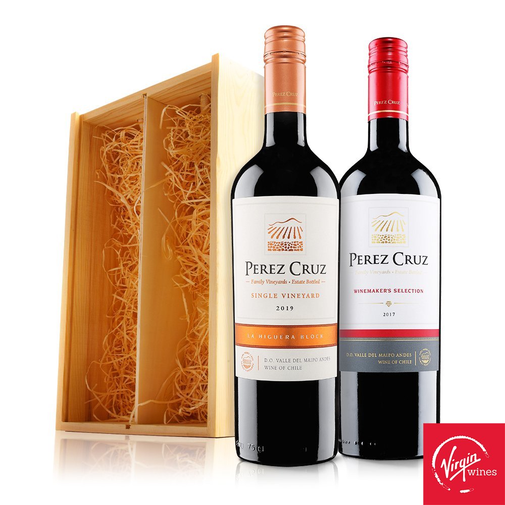 Virgin Wines Chilean Perez Cruz Red Duo Wooden Gift Box Alcohol