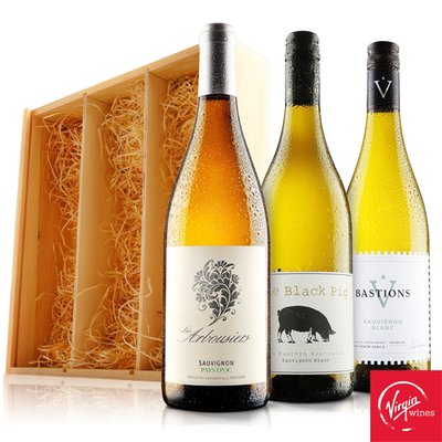 Virgin Wines Sauvignon Blanc Trio in Wooden Gift Box