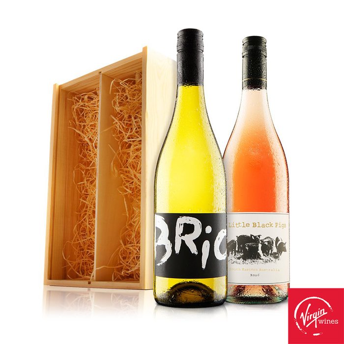 Virgin Wines White and Rose Duo In Wooden Gift Box