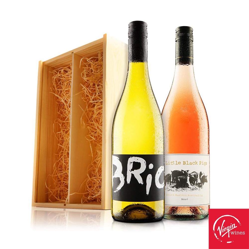 Virgin Wines White And Rose Duo In Wooden Gift Box Alcohol