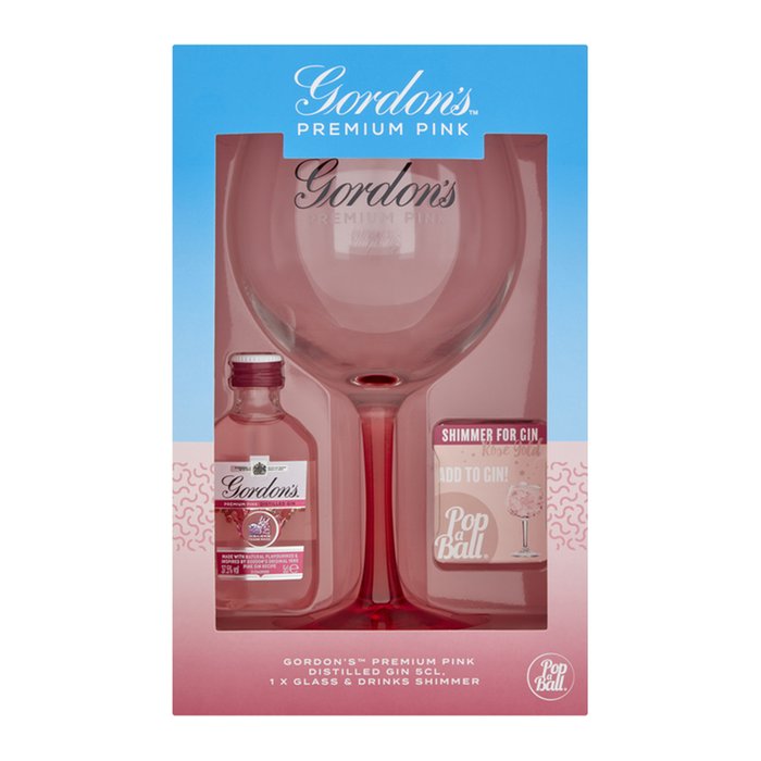 Gordons Premium Pink Gin, Glass & Shimmer Sachet Moonpig
