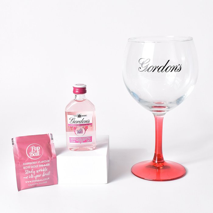Gordons Premium Pink Gin, Glass & Shimmer Sachet Moonpig