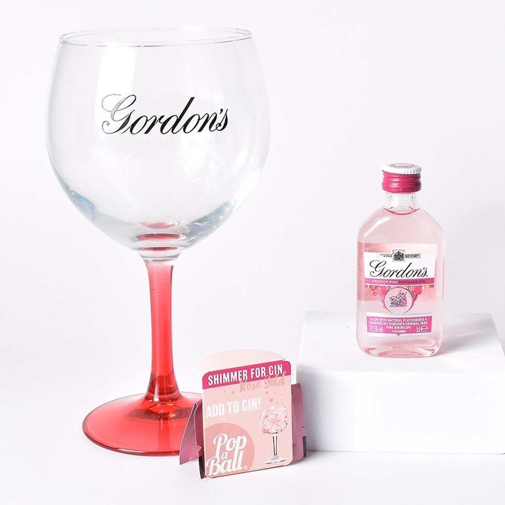 Gordon's Gordons Premium Pink Gin, Glass & Shimmer Sachet Alcohol