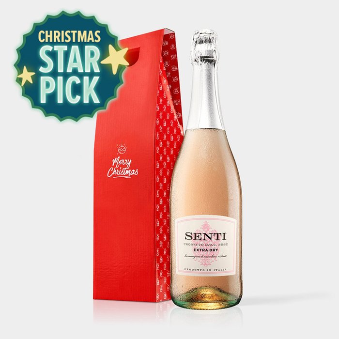 Merry Christmas Virgin Wines Senti Rose Prosecco Gift 75cl