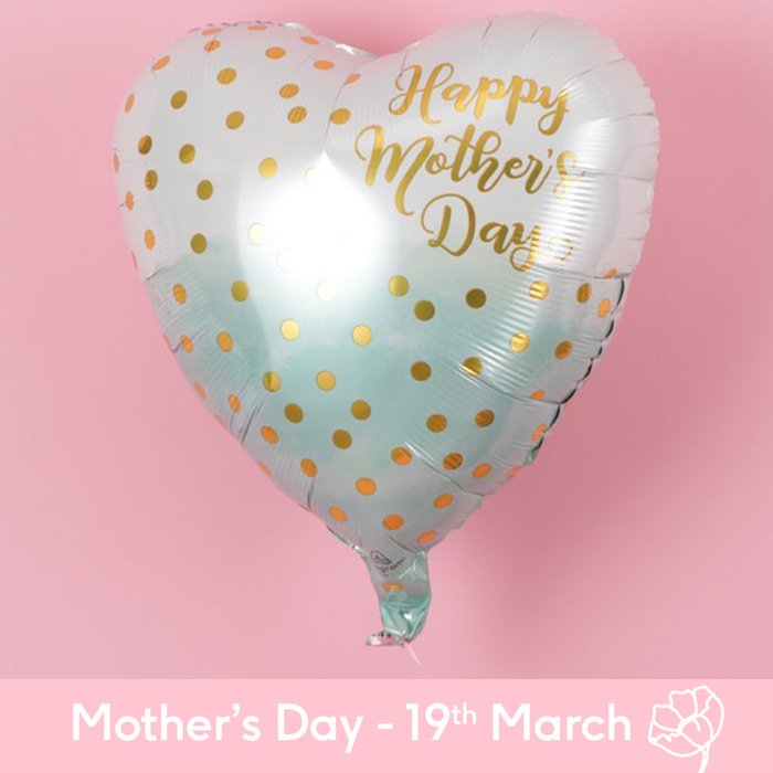 Mother's Day Blue & Gold Dots Balloon