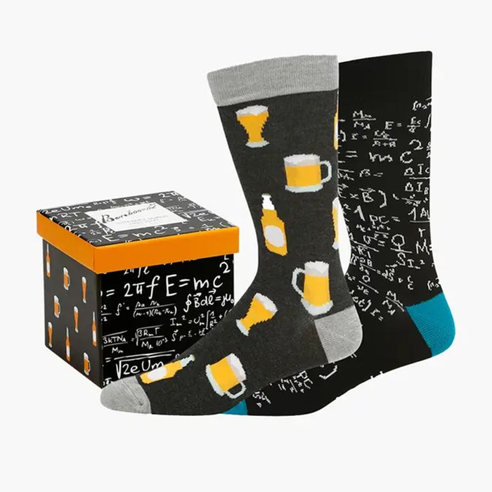 Mens Genius Beer 2PK Socks Gift Box
