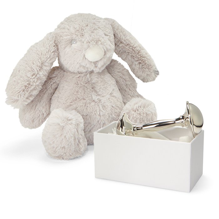 Silver Plated Rattle with Soft Toy