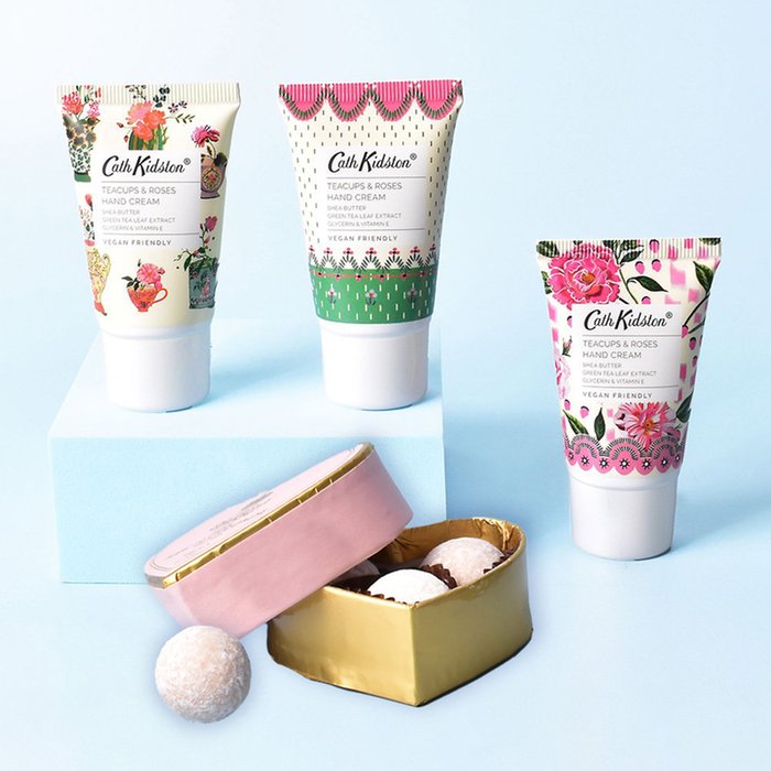 Cath Kidston Tea Cups Hand Cream Trio & Truffles Gift Set