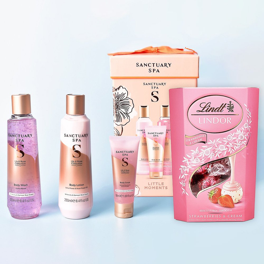 Sanctuary Spa Little Moments Set & Lindt Strawberries & Cream Truffles (200G)