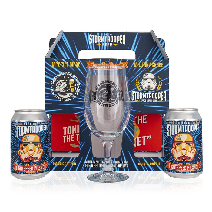 Stormtrooper Beer Lightspeed Lager Twin Can & Glass Gift Pack