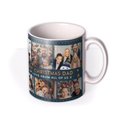 Multi Photo Upload Stars Christmas Mug For Dad