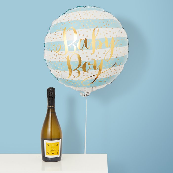 Baby Boy Balloon & Prosecco Gift Set