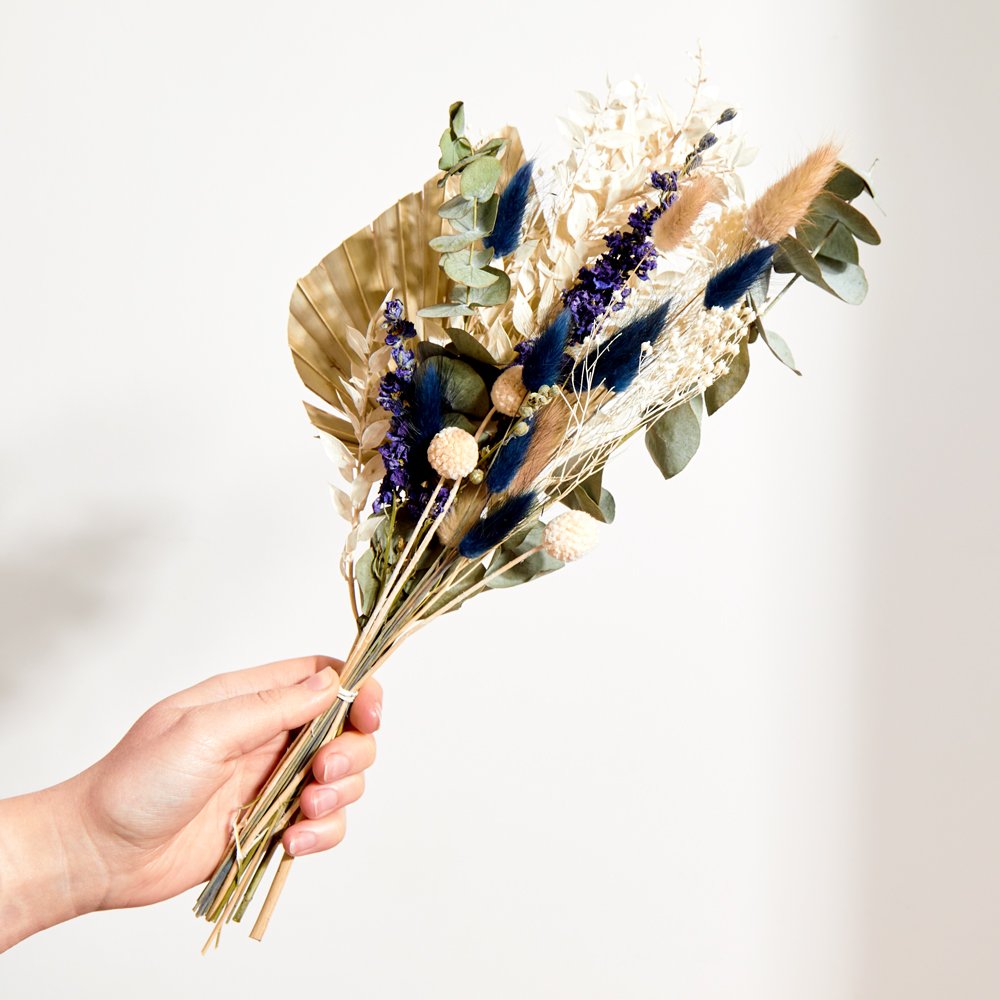 Baby Boy Dried Mini Bouquet And Teddy Flowers